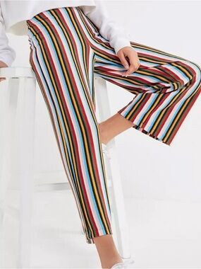 Urban Outfitters Multicolor Striped Cropped Wide-Leg Pants